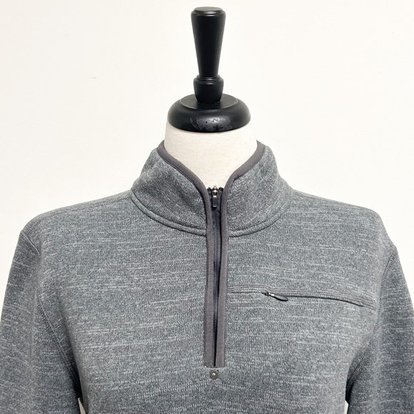Prana Heather Grey 1/4 Zip Bryce Knit Fleece Lined Pullover Long Sleeve Large - Picture 4 of 14